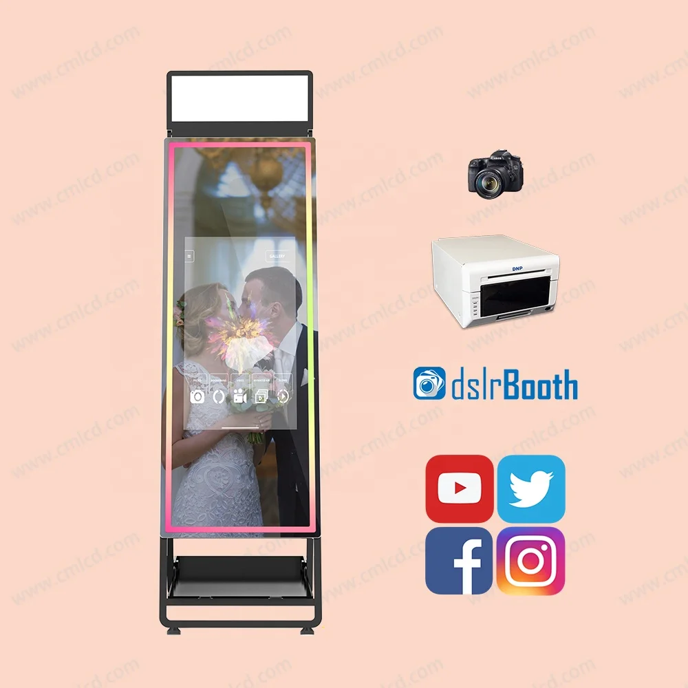 2024 iPad Photo Booth Stand 32 Inch LCD Touch Screen Monitor Selfie Kiosk Camera Mini Pc Printer Adapted