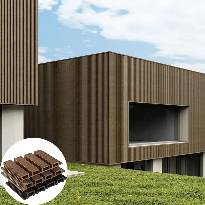 Co-extruded Exterior Outdoor Wall Slat Panel WPC Fluted Cladding Fence Panels