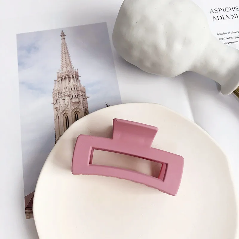 8CM Korean Style Matte Macaron Color Square Shape Acrylic Hair Clips Claw Accessories For Women Ladies