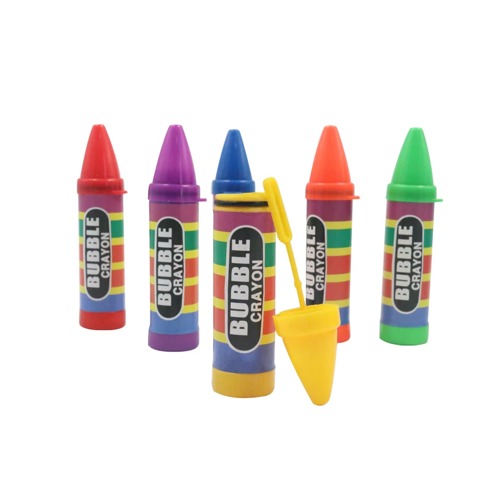 Summer New arrival product Mini Crayon Shaped Bubble Water Toy With Sweet Candy In Jar Packing