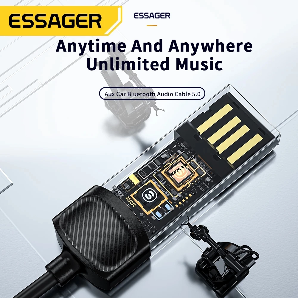 Esager USB синий зуб Aux адаптер ключ до 3 5 мм Джек аудио беспроводной автомобильный комплект громкой связи Bluetooth для автомобиля стерео
