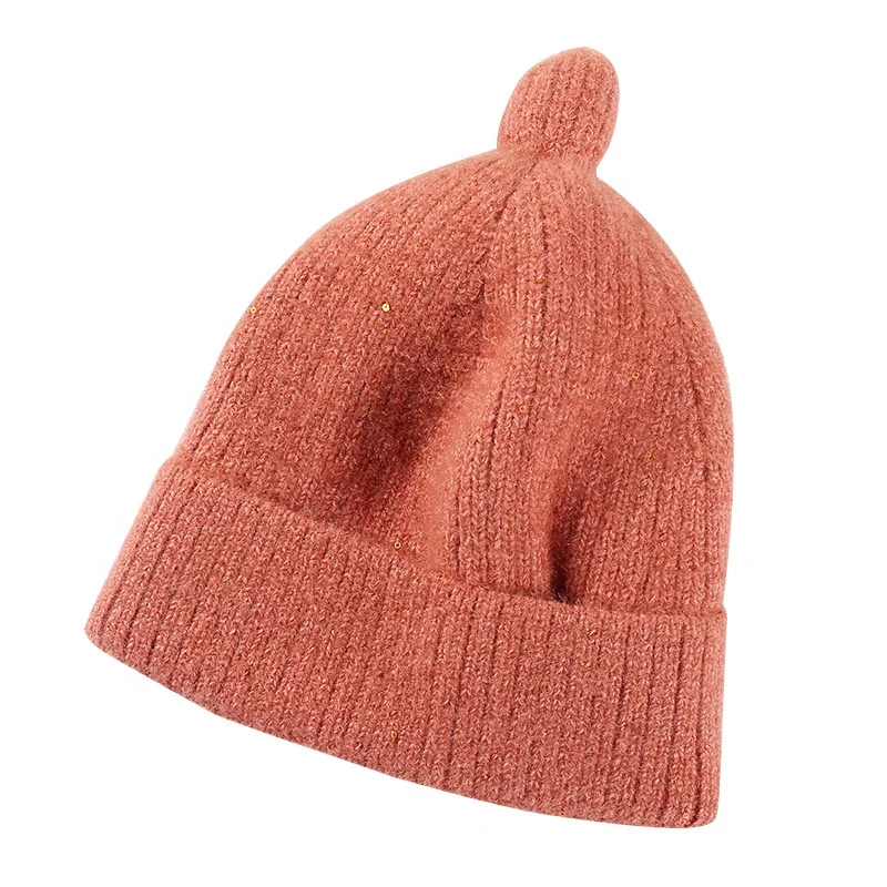 Новая Универсальная шерстяная шапка в западном стиле для осени и зимы, Женская милая плюшевая вязаная шапка конфетных цветов с кроличьим хвостом, оптовая продажа