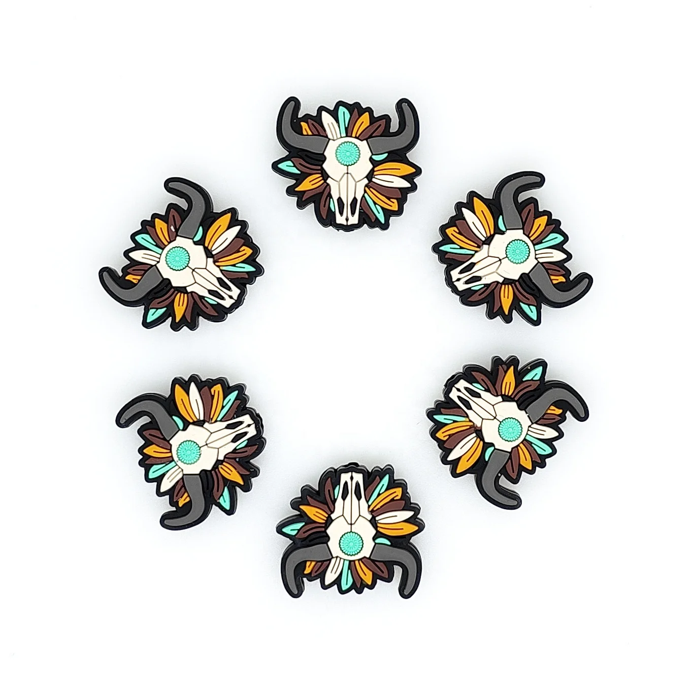 Western Bull Skull Focal Beads Bulk Cow Bull Silicone Beads Focal For Bracelet Necklace Crafts