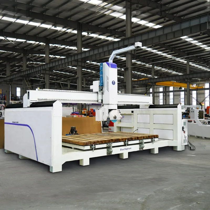 Blueelephant stone cnc router 5 axis cnc bridge saw stone slab cutting machine 45 degree tile cutting polishing machine