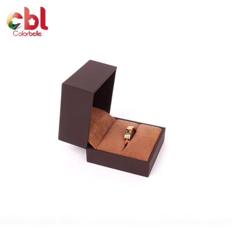 Пользовательские Элегантный квадратный бумага коричневый бархат пользовательские кольцо коробки шкатулка