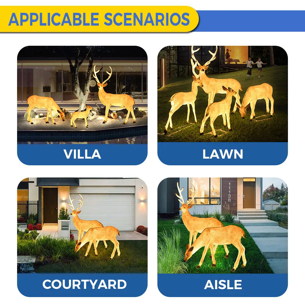 Wholesale Christmas Decorations Lighted Animal Christmas Reindeer Sculpture Motif Lights
