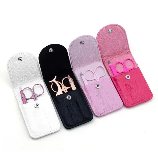 
Custom Logo Stainless Steel Eyelash Tool 2/3 pcs Eyelashes Applicator Eyebrow Tweezers Makeup Scissors Set For False Eyelashes 