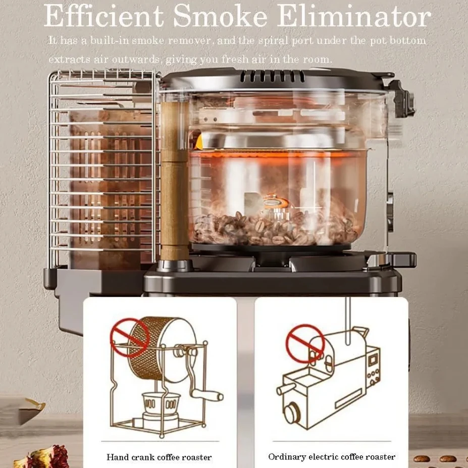 Coffee Roasting Equipment Roaster Machine 200g Automatic Coffee Roaster Machine for Home Use with Smoke Filter&Chaff Collector