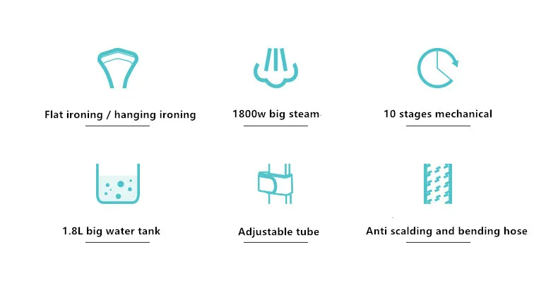 1800W Clothing Steamer Garment Single Pole Household Vertical Fabric Steamer for Clothes Standing With Adjustable Board