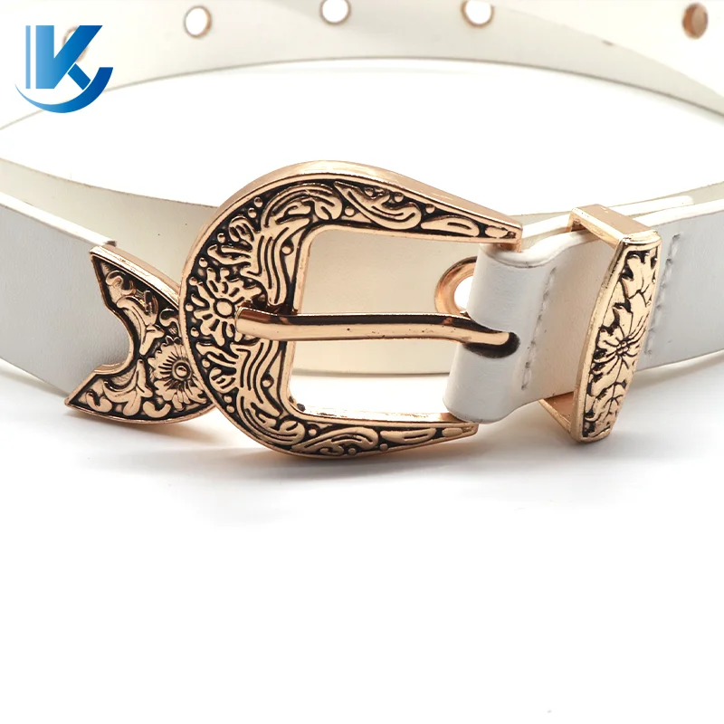 Wholesale Elegant Lady Dress Belt Women Color Block Faux Horsehair Belt Daylife Pattern White Pu Leather Belt for Girls