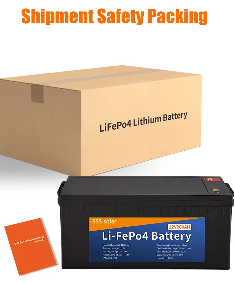 SSS solar Bis Approved High Quality Long Cycle Life Rechargeable 18650 Lifepo4 Battery cell pack 12.8V 200Ah