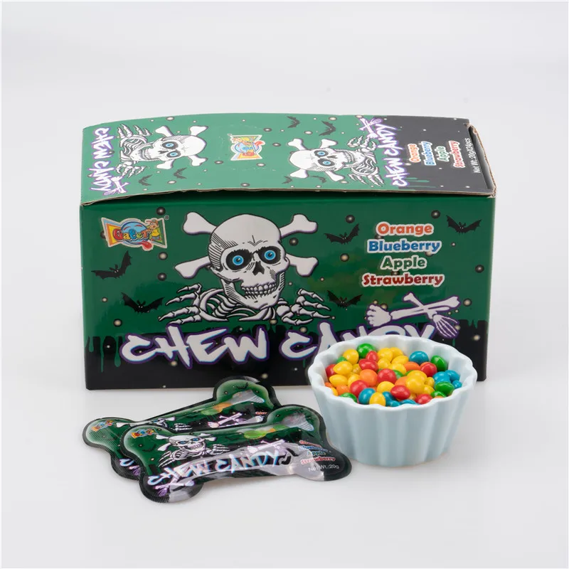 Halal Jelly Candy Confectionery Packets Orange Oil Strawberry Fruit Flavor OEM ODM skull candy wholesale candy factory