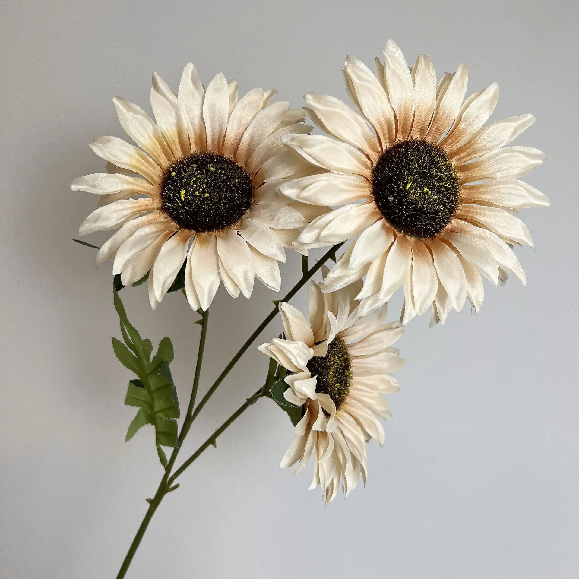 65CM High Quality Silk Large Sunflower for Wedding Decoration Vivid Colors 3 Heads Sunflower