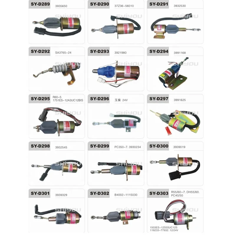 Excavator Electronic Parts Stop Solenoid Switch SK75 897209-1152 4LE1 EX55 897329-5680 12V 24V