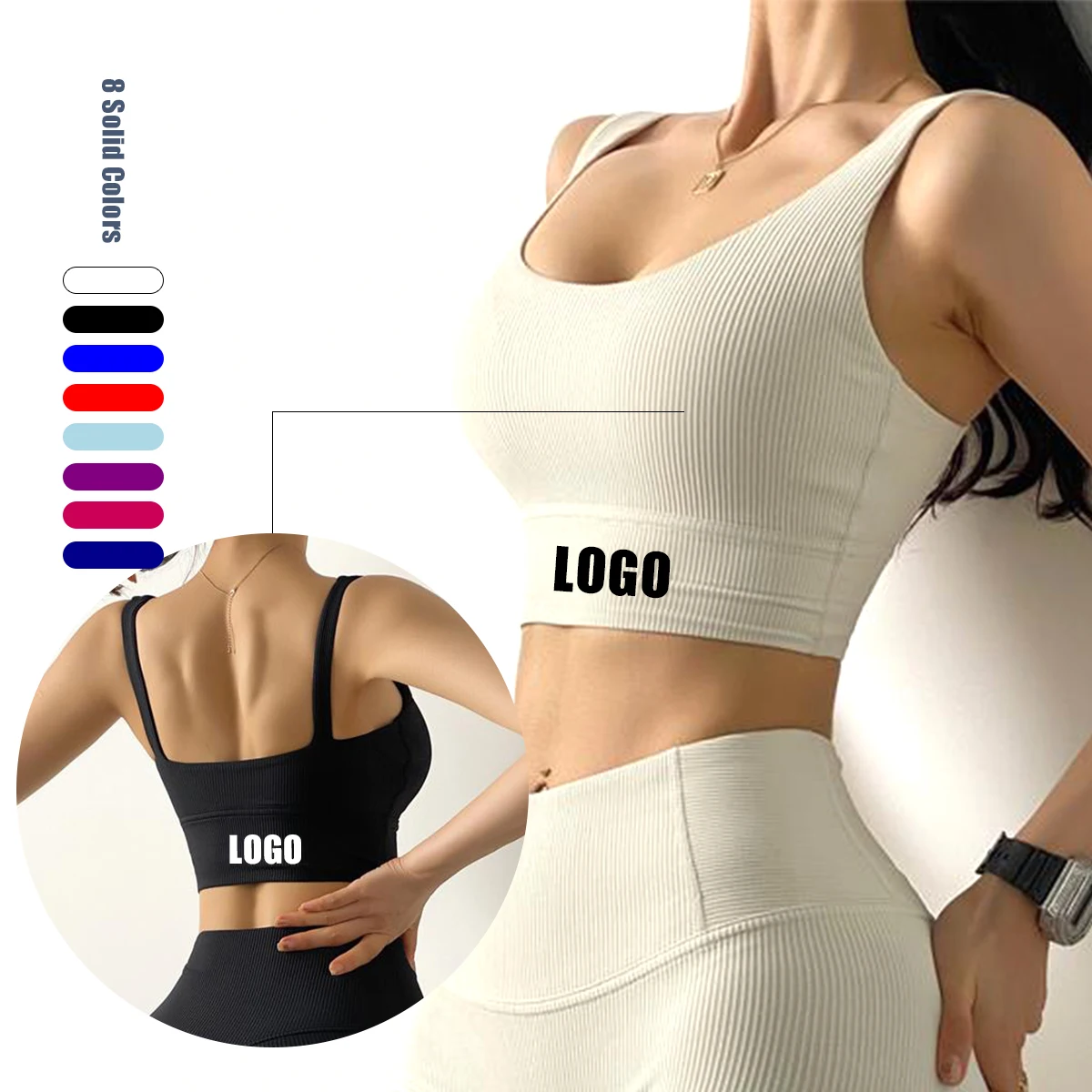 Hot Sale private label women ribbed custom yoga athletic sports bra