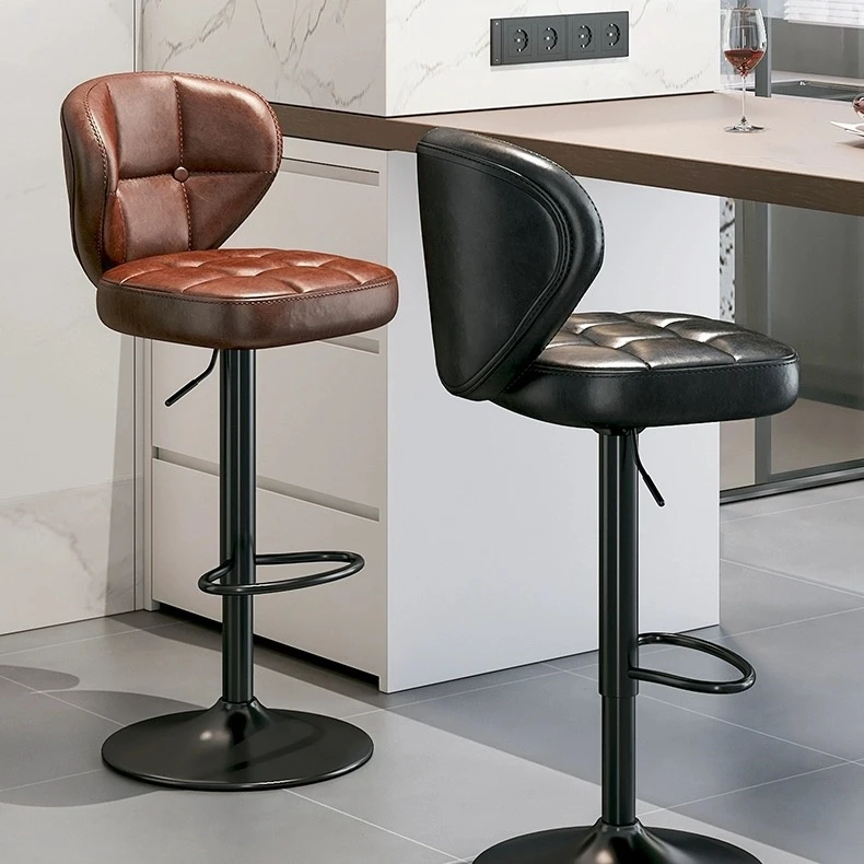 Bar Furniture With Rotatable Bar Stools,Hotel Coffee Shop Leather Adjustable Bar Chairs