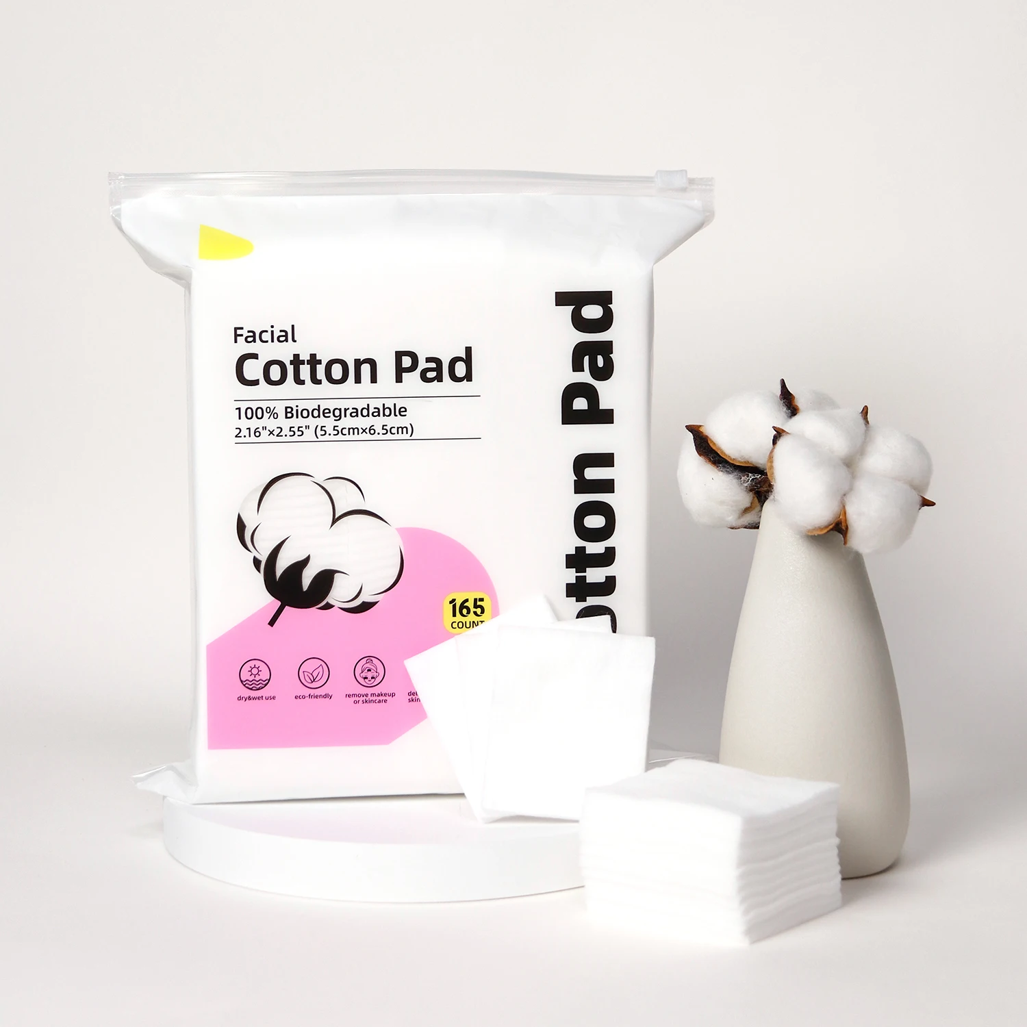 Basic Customization 100% Cotton Natural Facial Cotton Pad for Cosmetic Reusable Disposable Bamboo Cotton Pads