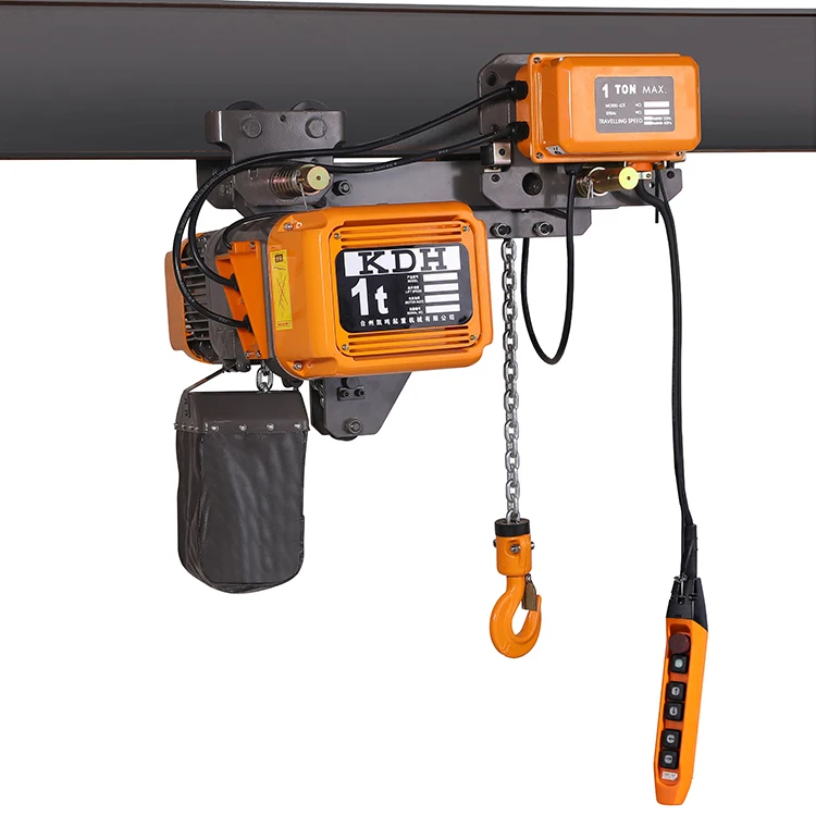 KDH  2 ton electric hoist cranes used low headroom chain hoist with trolley high speed