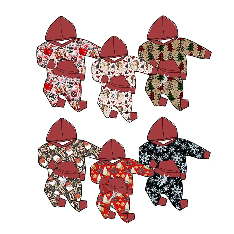 Custom baby Christmas print kids winter clothing sets fashion sweatshirt sets children loose warm sport sets