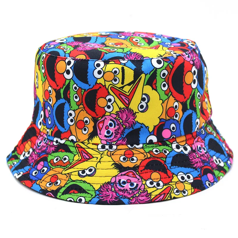 Beach Travel Fisherman Hat Lovely Cartoon Sesame Street Bucket Hats Custom Outdoor Printed Caps Wholesale Party Gift Anime Cap