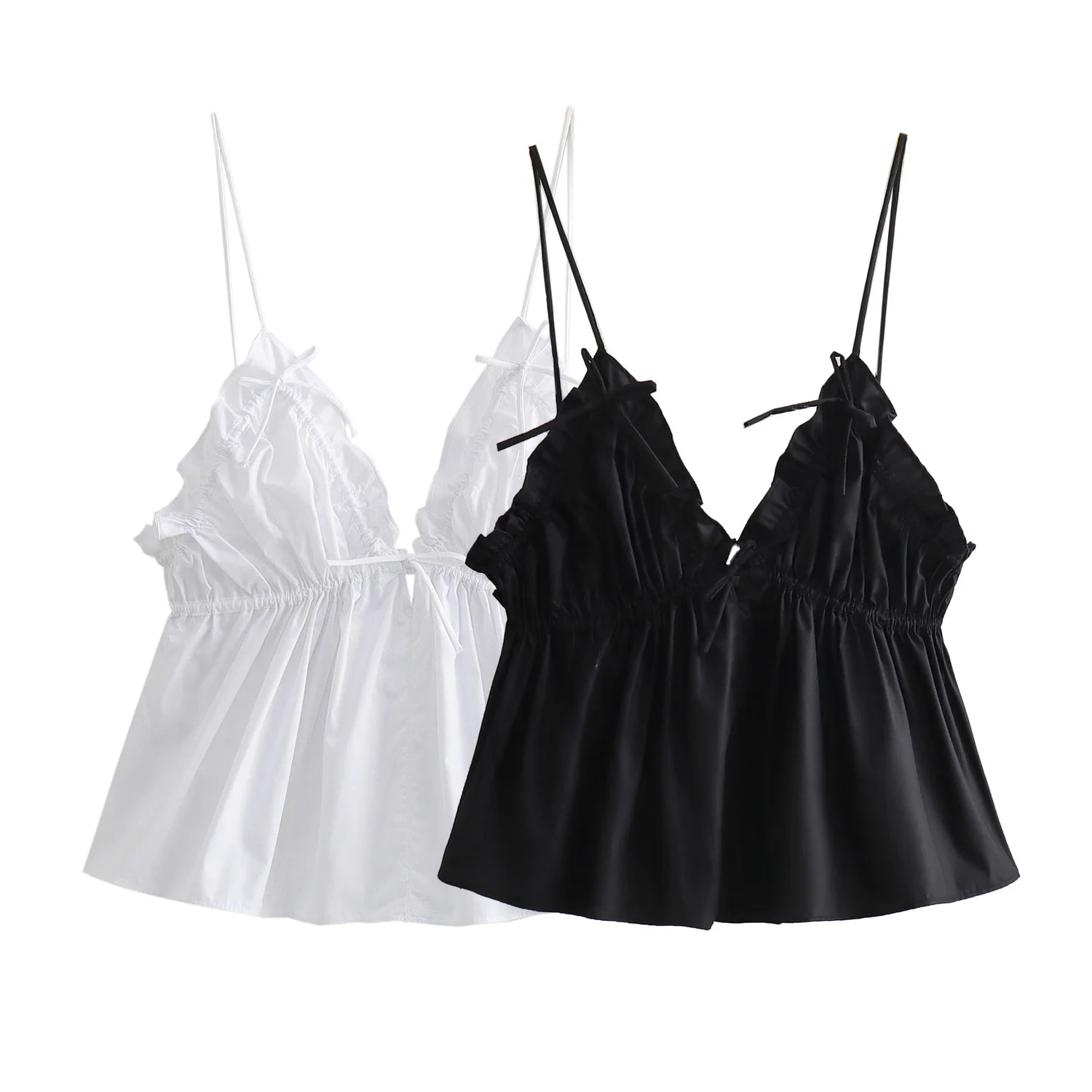 2 colorway solid color spaghetti strap front lace up casual fashion tank tops for women