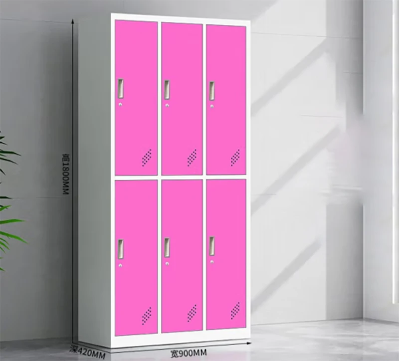 Cheap Price Office Building Metal Wardrobe Cabinet  6 Door Steel Locker  Colourful Steel Cabinet
