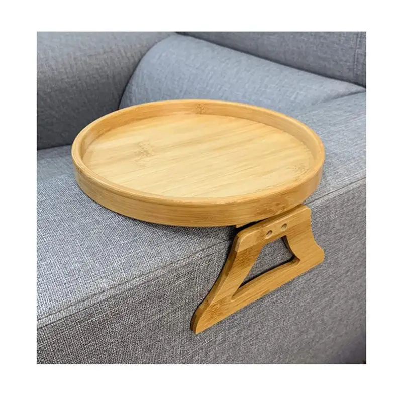 QUAWE Living Room Portable Cozy Breakfast Tray Table Dessert Coffee Tea Couch Serving Tray Bamboo Sofa Armrest Tray
