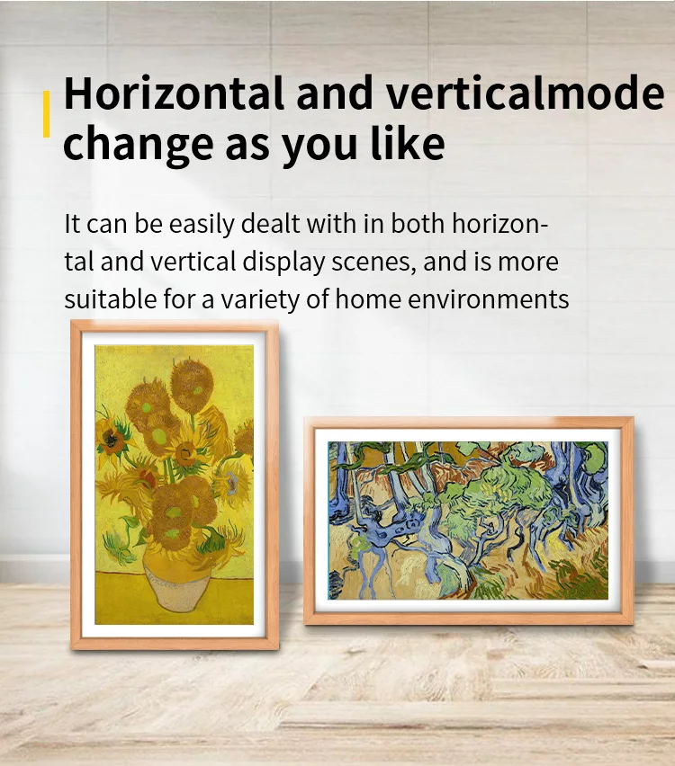 32 inch Wood Anti Glare Matte Frame Intelligent Digital Art Museum Digital Picture Photo Frame
