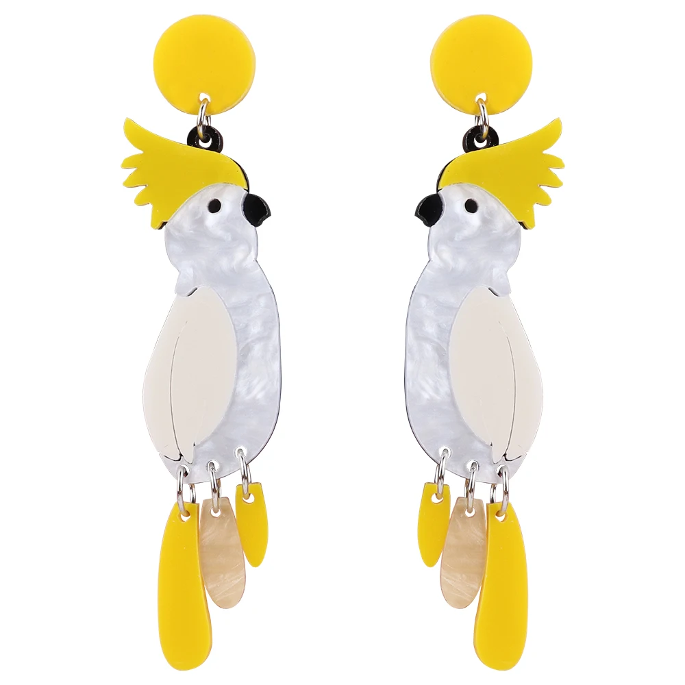 Summer New Bohemia Colorful Fly Bird Dangle Earrings Woodpecker Flamingos Sparrow Parrot Swallow Acrylic Resin Drop Earrings