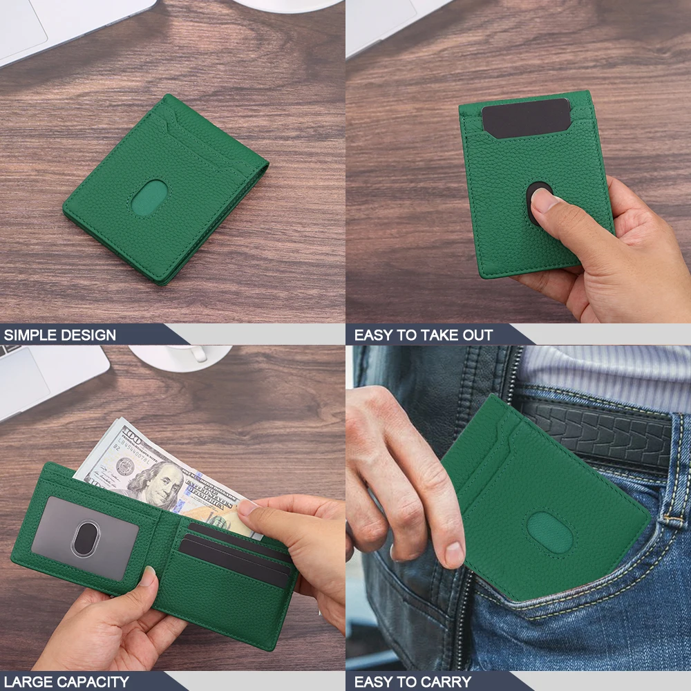 Custom brands logo slim minimalist bifold wallet travel credit card holder with rfid blocking front pocket wallets