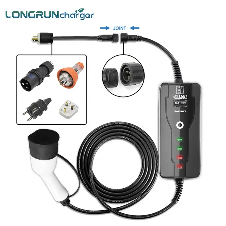 Longrun CE FCC Type1 16A 32A Model 2 Case B SAE J1772 Portable Home Ev fast Charger