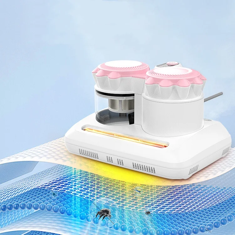 CM001 Double Cup Powerful Deep Cleaning Handheld UV Lamp Bed Mattress Vacuum Cleaner with Dust Mite Sensor