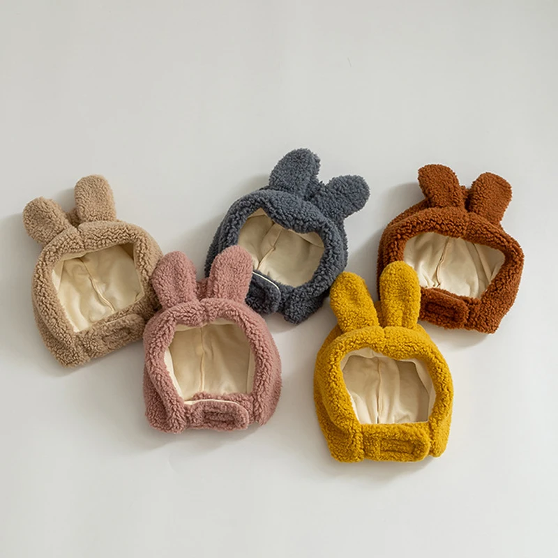 Cute Design Newborn Photography Props Sherpa Rabbit Ears Bunny Baby Winter Hats Faux Cashmere Hat for Baby Boy Girl