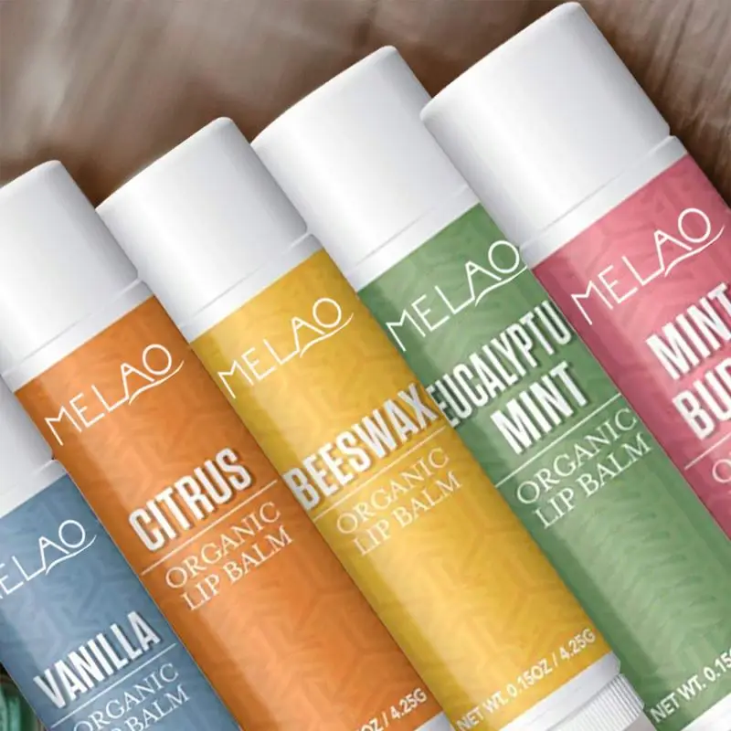 Custom Logo Natural Lipbalm 6 Pieces Set Herbal Organic Butter Lips Care Therapy Stick Beeswax Multi Color Gold Lip Balm