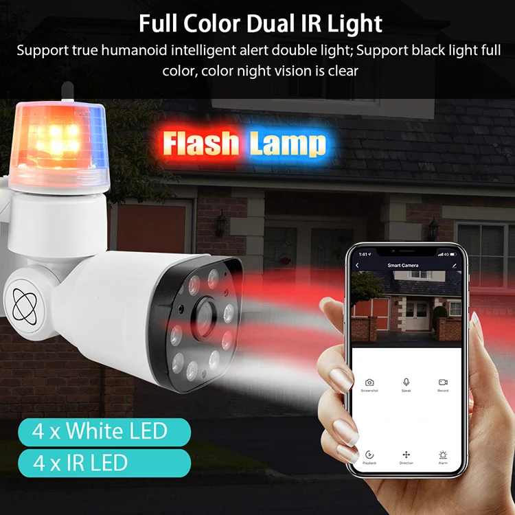 Lyailot Tuya Smart Life HD Waterproof Outdoor IP Cameras P2P WiFi Security Camera Surveillance Flash Lamp PTZ Camera