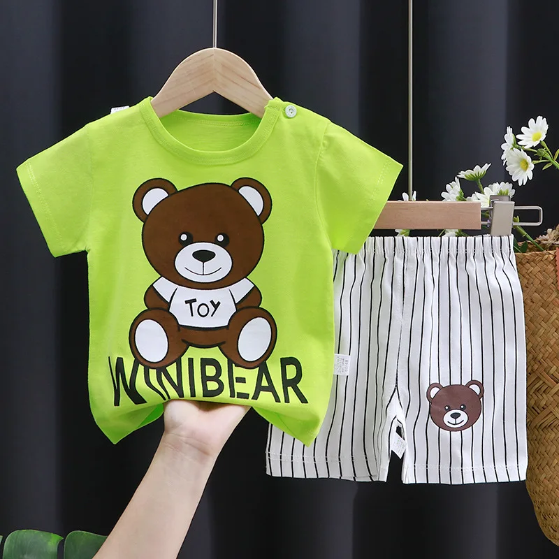 BSM535 New Year Clothes Online Shopping Kids Boys Short Sleeve Tshirt And Shorts Sets Children Clothing Summer Two Pieces Outfit