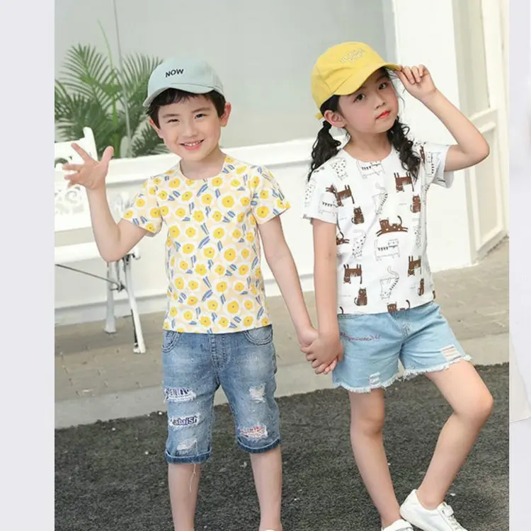 0.92 Dollar Model GZH010 Size 100-150 Ages 3-11 Pure Cotton Kids Cotton Boys Clothes T-Shirts With Short Sleeve