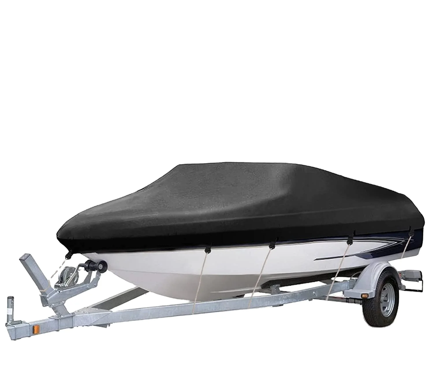 Heavy Duty 420D Waterproof Canvas Trailable Waterproof Boat Cover V-Hull Tri-Hull Runabout Boat Cover