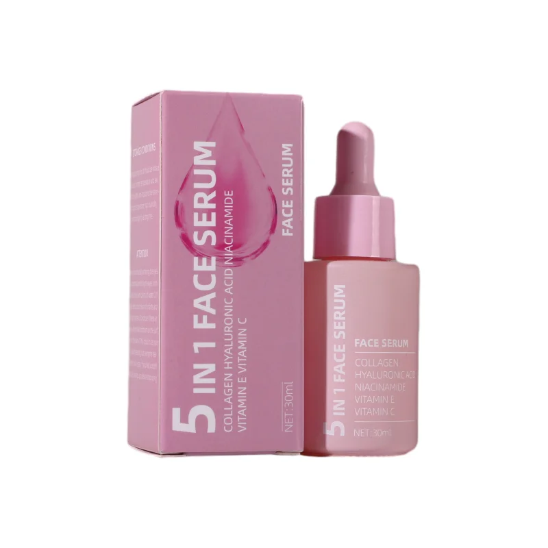 5 in 1 private label brightening hyaluronic acid vitamin c e instant lift anti aging peptide collagen facial serum for skin care