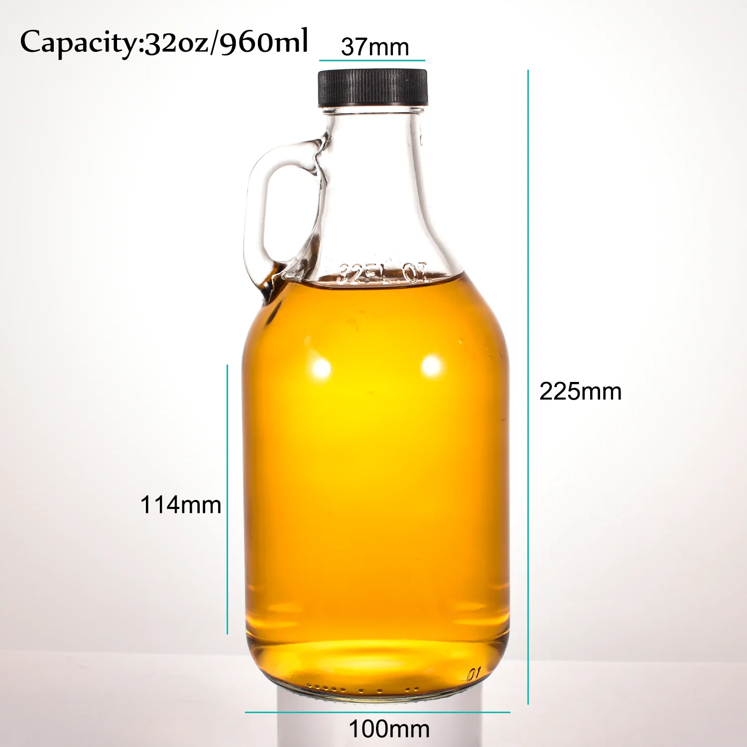 32oz 1L Home kitchen sesame oil camellia oil empty bottle pot container glass bottle sealed food grade oil bottle