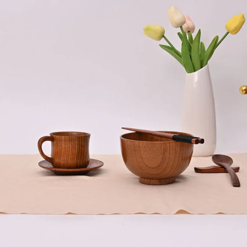 Handmade Wood Bowl,Jujube Wooden Japanese Rice Bowl for Fruits,Salads,Soup