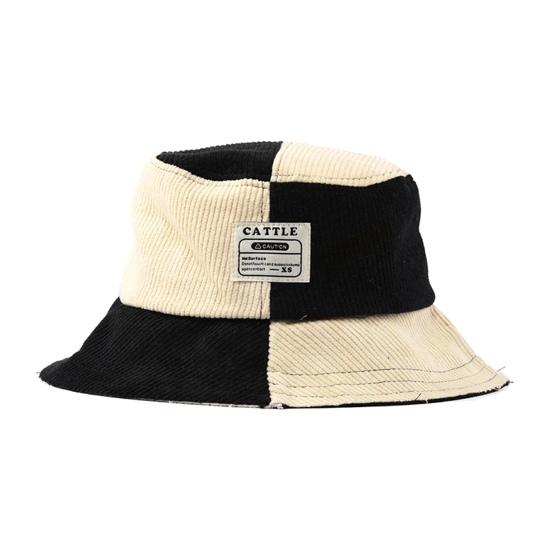 Custom Label Logo Luxury Multicolor Corduroy Bucket Hat Cap Fishing Winter Bucket Hats For Women Men