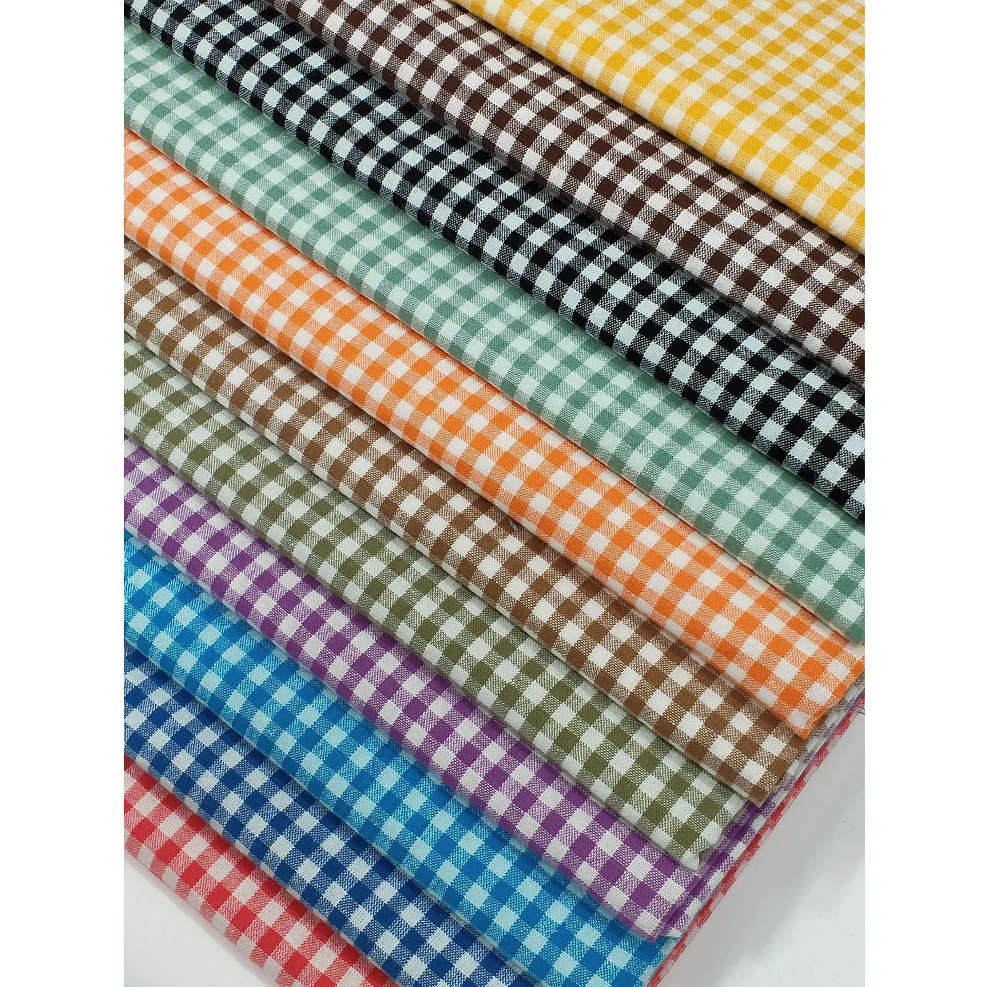 Ready goods 21s cotton yarn dyed check woven fabric for summer shirt with low moq