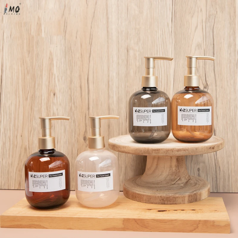 wholesale 300ml round shape plastic shampoo bottle body wash bottle