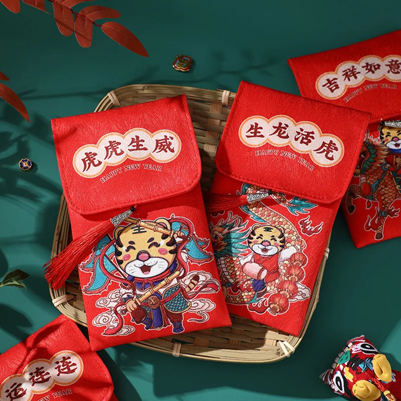 Конверт для денег на удачу с логотипом 2022 года тигра подарочные пакеты Hong Bao красный конверт китайский новый