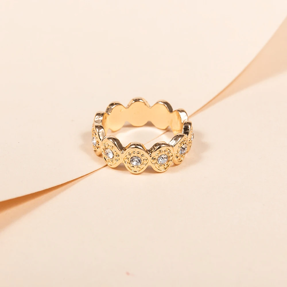 18 carat gold 2021 Fashion  hot sale popular diamond ring zinc casting gold casting ring jewelry for women