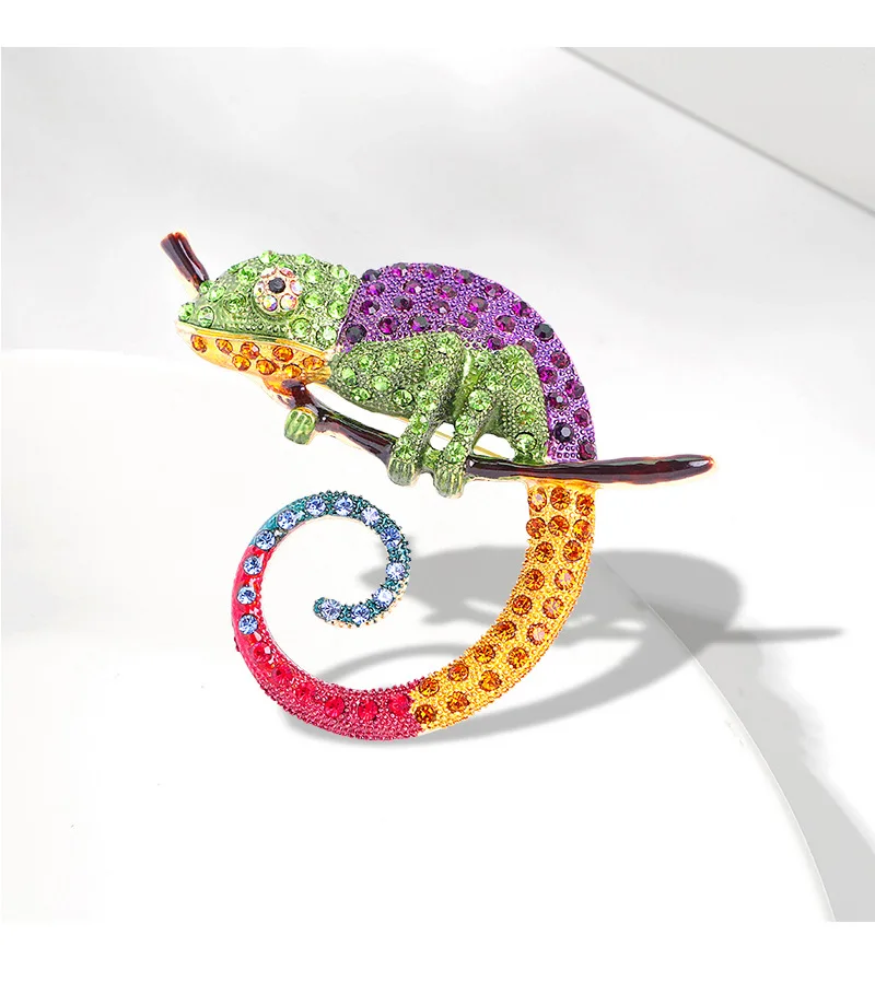 Luxury Lizard Chameleon Animal Brooch Pins Clothing Accessories Corsages Scarf Clip Fashion Brooches for Mens Womens Suits