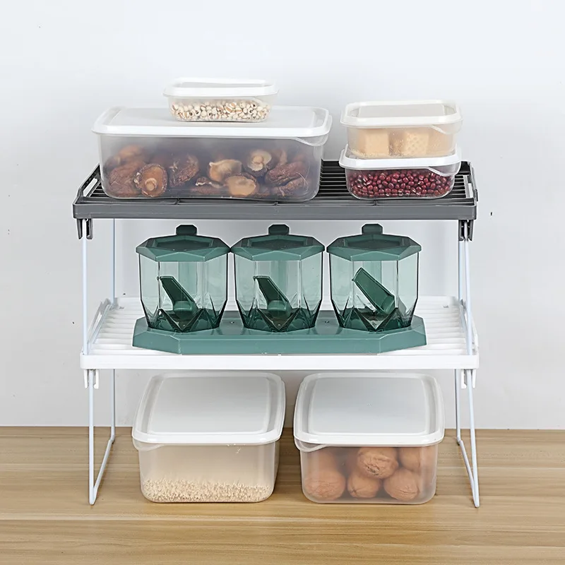 Multipurpose Stcakable Foldable Household Kitchen Food Sundries Horizontal Pattern Rack