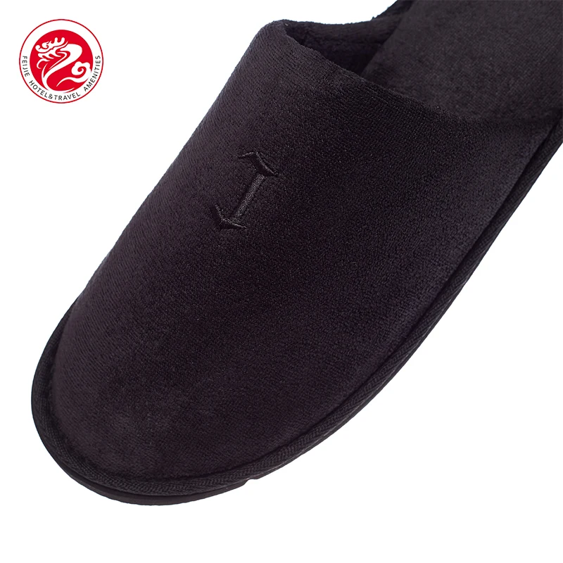 Reusable Washable Disposable black Hotel Slippers