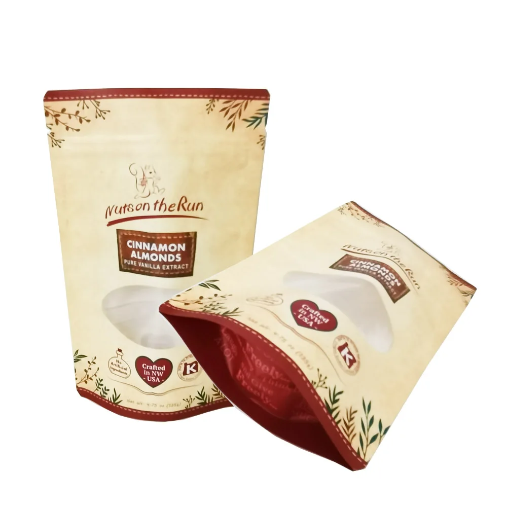 High Quality Custom Design Snacks Pistachio Almond Nuts Candy Packaging Bag With Hanging Holes